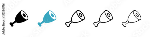 Meat icons in Multiple Styles Set. Vector Illustration