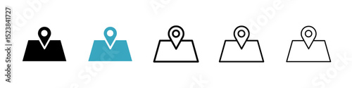 Map icons in Multiple Styles Set. Vector Illustration