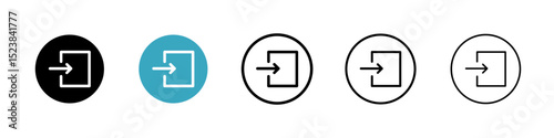 Log in icons in Multiple Styles Set. Vector Illustration