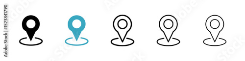 Location pin icons in Multiple Styles Set. Vector Illustration