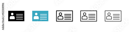 Identity card icons in Multiple Styles Set. Vector Illustration