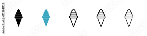 Ice Cream icons in Multiple Styles Set. Vector Illustration