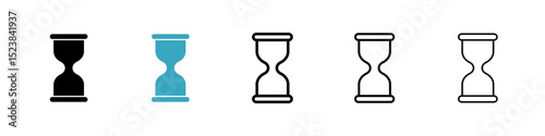 Hourglass icons in Multiple Styles Set. Vector Illustration