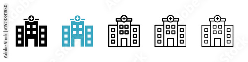 Hospital icons in Multiple Styles Set. Vector Illustration