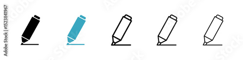 Highlighter icons in Multiple Styles Set. Vector Illustration