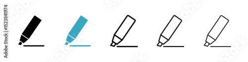 Highlighter icons in Multiple Styles Set. Vector Illustration