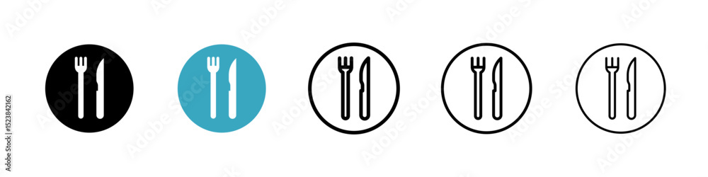 Fork and Knife icons in Multiple Styles Set. Vector Illustration Fork and Knife icons in Multiple Styles Set. Vector Illustration
