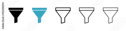 Funnel icons in Multiple Styles Set. Vector Illustration