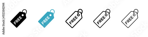 Free tag icons in Multiple Styles Set. Vector Illustration