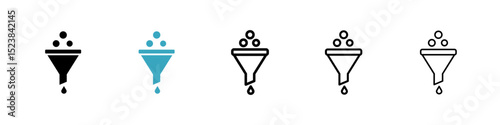 Funnel icons in Multiple Styles Set. Vector Illustration