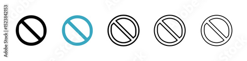 Forbidden icons in Multiple Styles Set. Vector Illustration