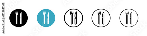 Fork and Knife icons in Multiple Styles Set. Vector Illustration