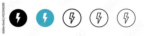 Flash icons in Multiple Styles Set. Vector Illustration