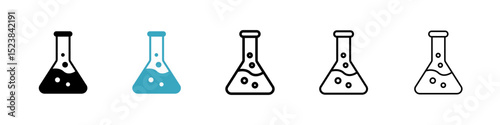 Flask icons in Multiple Styles Set. Vector Illustration