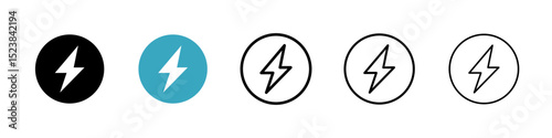 Flash icons in Multiple Styles Set. Vector Illustration