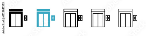 Elevator icons in Multiple Styles Set. Vector Illustration