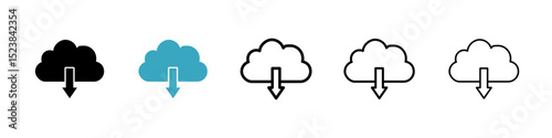 Download from Cloud icons in Multiple Styles Set. Vector Illustration