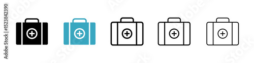 Doctor bag icons in Multiple Styles Set. Vector Illustration