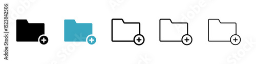 Create folder icons in Multiple Styles Set. Vector Illustration