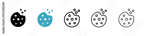 Cookie icons in Multiple Styles Set. Vector Illustration