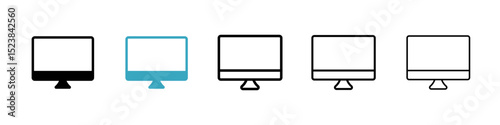 Computer screen icons in Multiple Styles Set. Vector Illustration