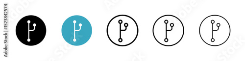 Code branch icons in Multiple Styles Set. Vector Illustration