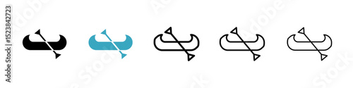 Canoe icons in Multiple Styles Set. Vector Illustration