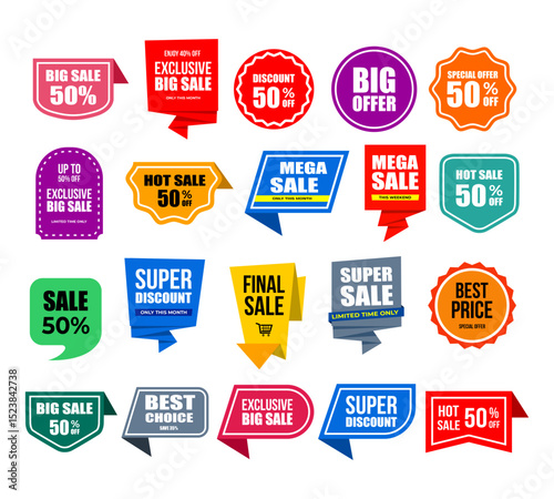 colorful retail sales sticker collection