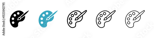 Brush and Palette icons in Multiple Styles Set. Vector Illustration