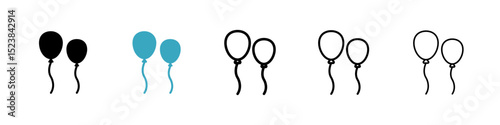 Balloons icons in Multiple Styles Set. Vector Illustration