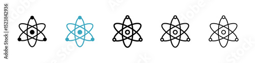 Atom icons in Multiple Styles Set. Vector Illustration