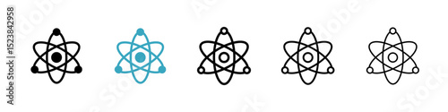 Atom icons in Multiple Styles Set. Vector Illustration
