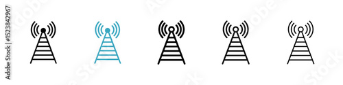 Antenna icons in Multiple Styles Set. Vector Illustration
