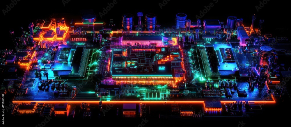 Fototapeta premium Colorful Circuit Board Abstract.