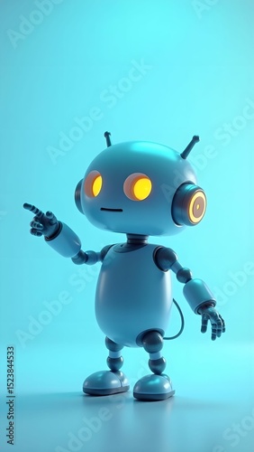 Robot character with friendly expression and thumb up