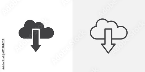 Download from Cloud icon vector symbol for mobile apps and website UI designs.
