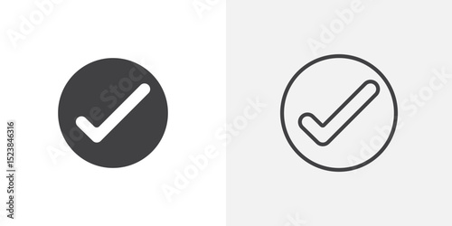 Checkmark icon vector symbol for mobile apps and website UI designs.