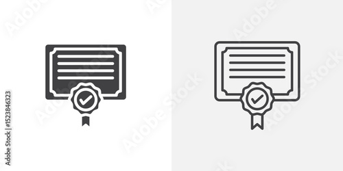 Certificate icon vector symbol for mobile apps and website UI designs.