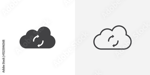 Cloud sync icon vector symbol for mobile apps and website UI designs.