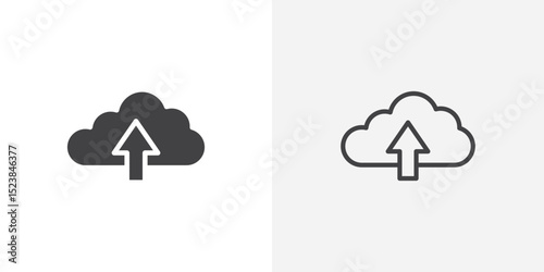Cloud upload icon vector symbol for mobile apps and website UI designs.