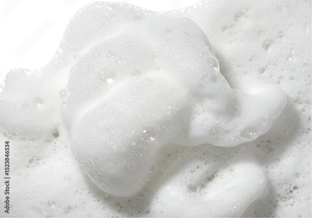 Obraz premium Close up of White Soap Foam Bubbles Isolated on Black Background