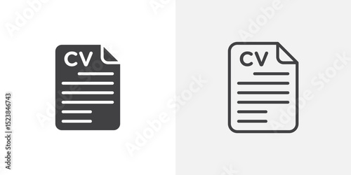 CV icon vector symbol for mobile apps and website UI designs.