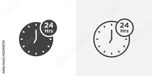 24 Hrs icon vector symbol for mobile apps and website UI designs.