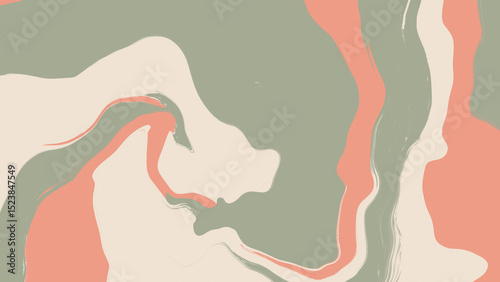 ベージュの抽象的な16:9の背景イラスト。優しい色合いのマーブル模様のテクスチャ