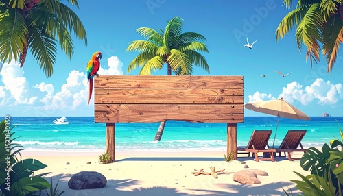 Summer time holiday background 3D Rendering
