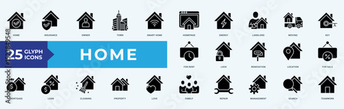 Home icon collection set with home, insurance, owner, town, smart home, homepage, energy, landlord