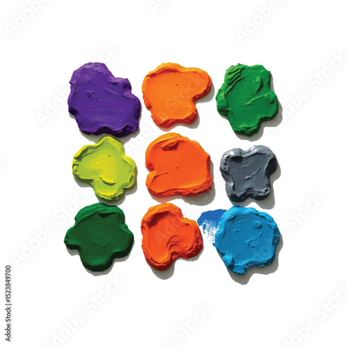 Vibrant acrylic paint swatches in various colors on white background