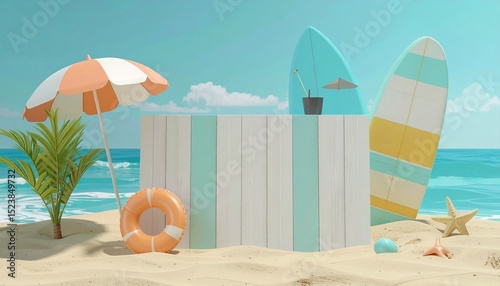 Summer time holiday background 3D Rendering
