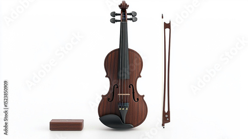 Elegant Violin with Bow and Case A Refined Musical Instrument
