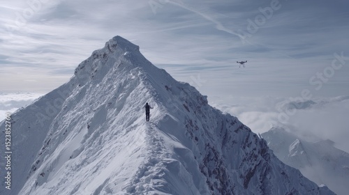 Mountain ridge climber snow adventure
